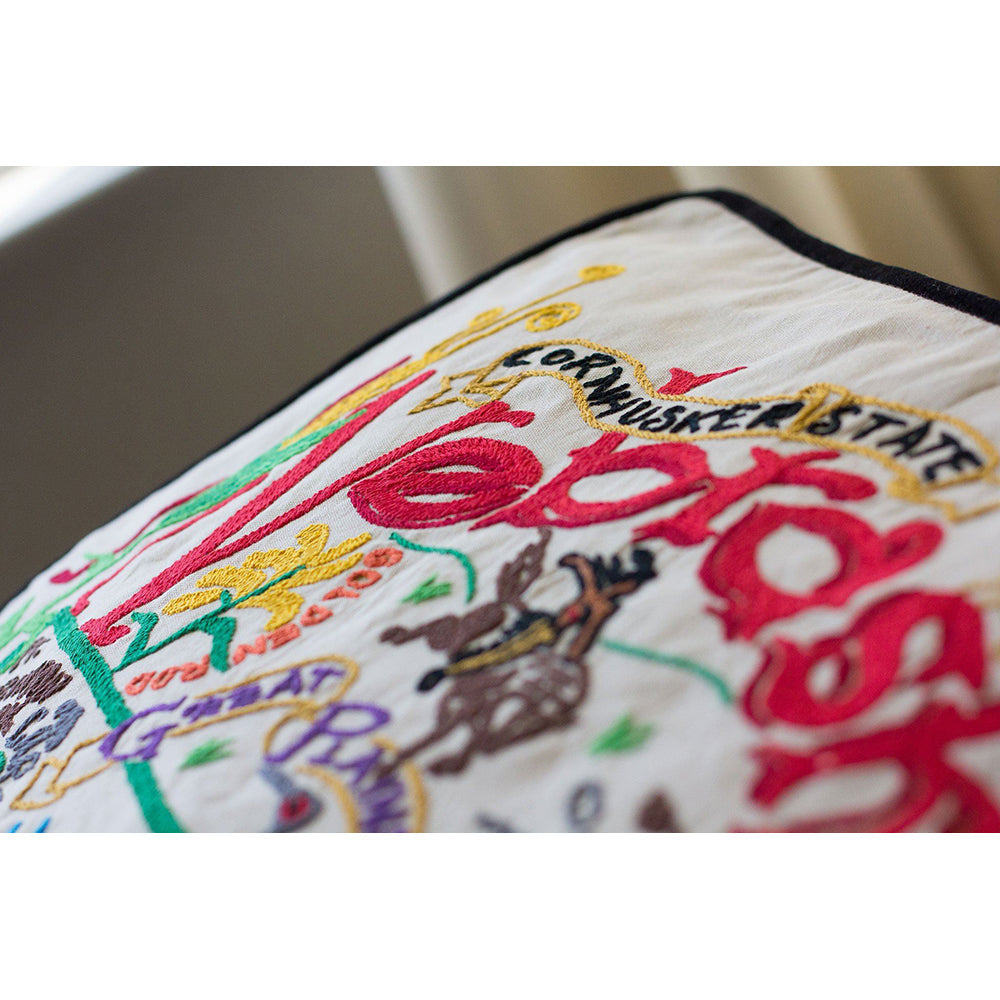 Nebraska Hand-Embroidered Pillow Quirks!