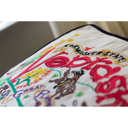 Nebraska Hand-Embroidered Pillow Quirks!