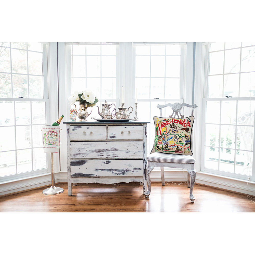 Nebraska Hand-Embroidered Pillow Quirks!