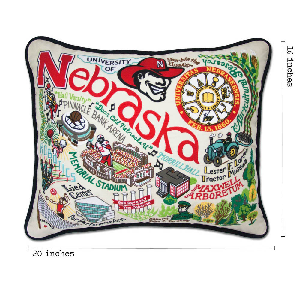 Nebraska, University of Collegiate Embroidered Pillow by CatStudio Quirks!