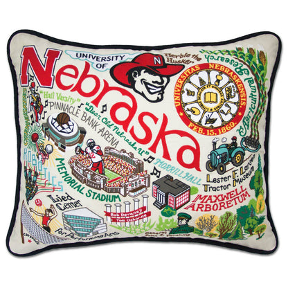 Nebraska, University of Collegiate Embroidered Pillow by CatStudio Quirks!