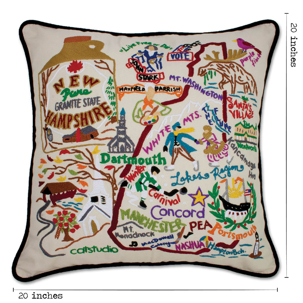 New Hampshire Hand-Embroidered Pillow Quirks!