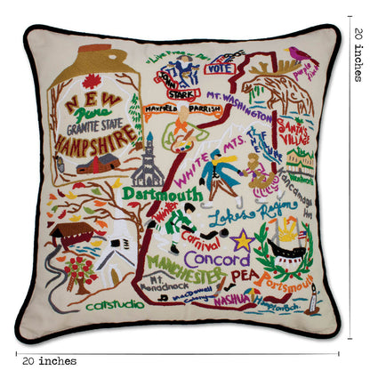 New Hampshire Hand-Embroidered Pillow Quirks!