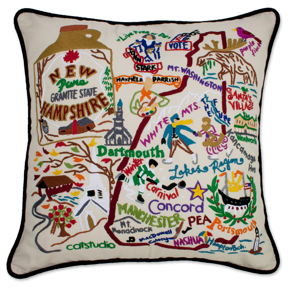 New Hampshire Hand-Embroidered Pillow Quirks!