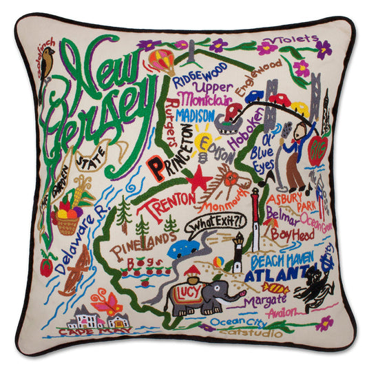 New Jersey Hand-Embroidered Pillow Quirks!