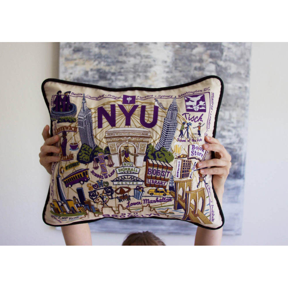 New York University (NYU) Collegiate Embroidered Pillow by CatStudio Quirks!