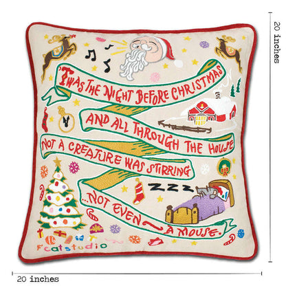 Night Before Christmas Hand-Embroidered Pillow