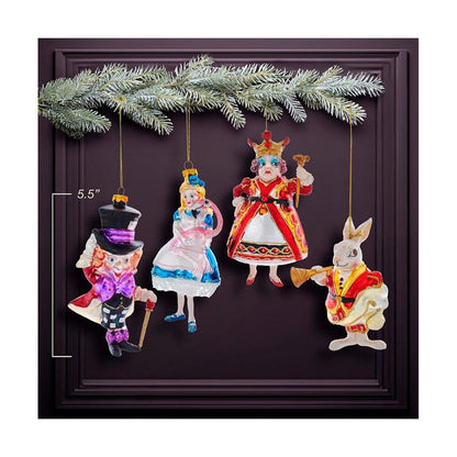 Noble Gems™ Alice In Wonderland Glass Ornaments, 4-Piece Box Set by Kurt Adler Quirks!
