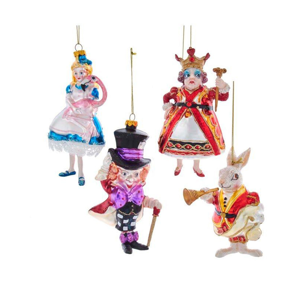 Noble Gems™ Alice In Wonderland Glass Ornaments, 4-Piece Box Set by Kurt Adler Quirks!