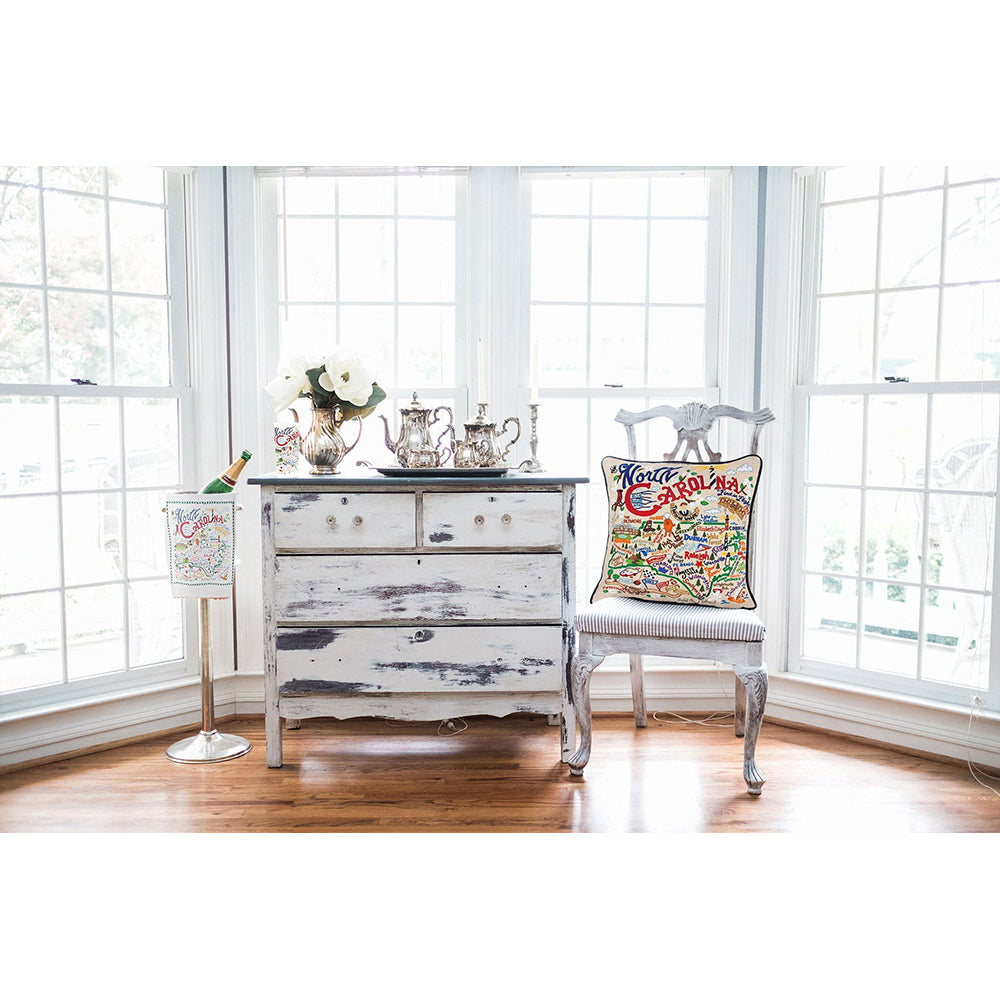 North Carolina Hand-Embroidered Pillow Quirks!