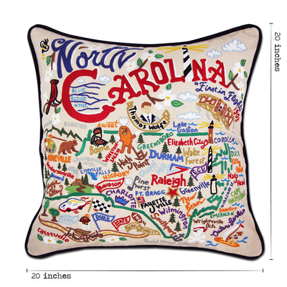 North Carolina Hand-Embroidered Pillow Quirks!