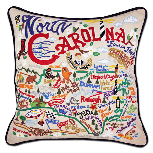 North Carolina Hand-Embroidered Pillow Quirks!