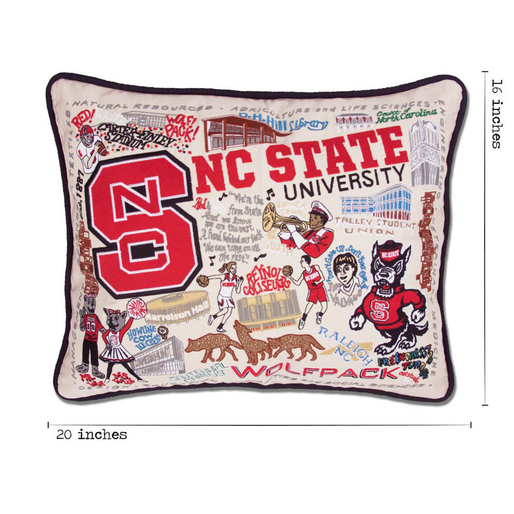 North Carolina State University Collegiate Embroidered Pillow by CatStudio Quirks!