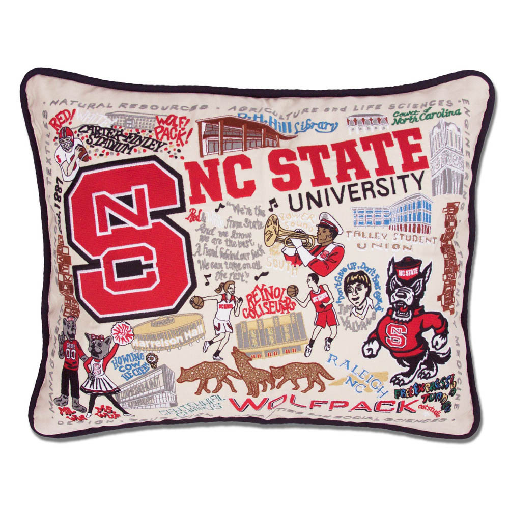 North Carolina State University Collegiate Embroidered Pillow by CatStudio Quirks!
