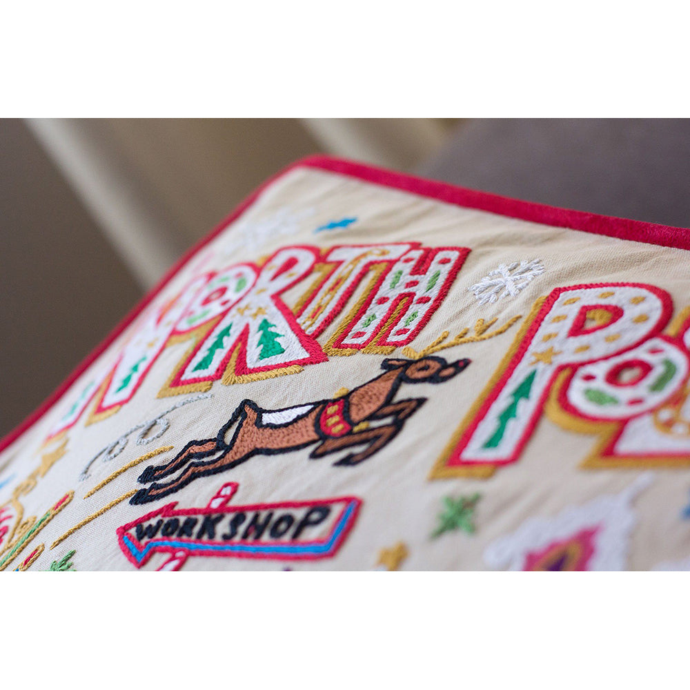 North Pole 1 Hand-Embroidered Pillow Quirks!