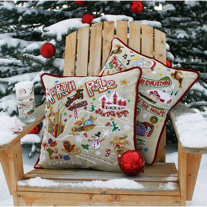 North Pole 1 Hand-Embroidered Pillow