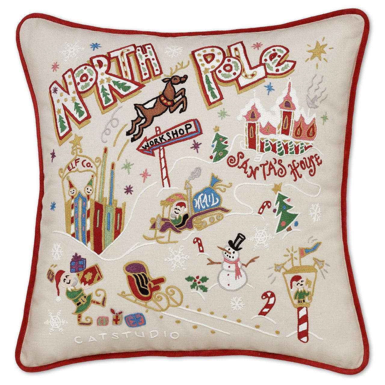 North Pole Christmas Hand-Embroidered Pillow Quirks!