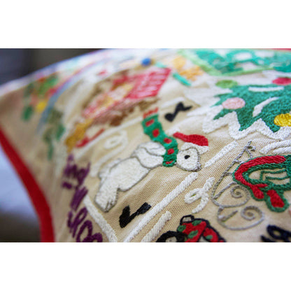 North Pole City Hand-Embroidered Pillow by Cat Studio Quirks!