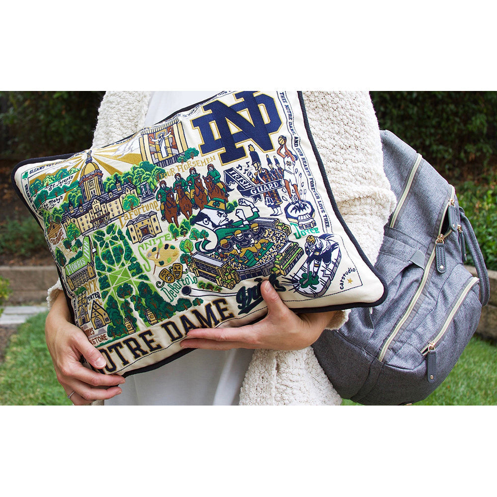 Notre Dame, University of Collegiate Embroidered Pillow by Cat Studio Quirks!