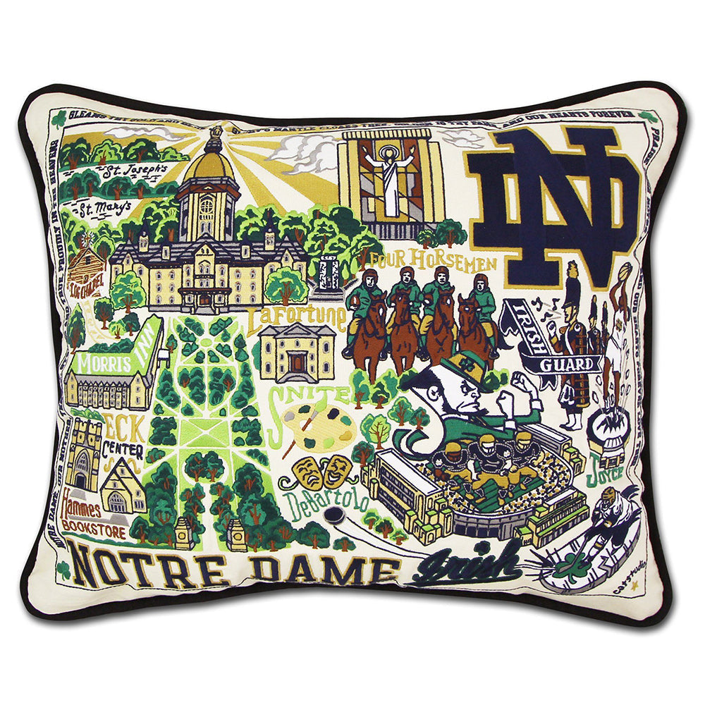 Notre Dame, University of Collegiate Embroidered Pillow by Cat Studio Quirks!