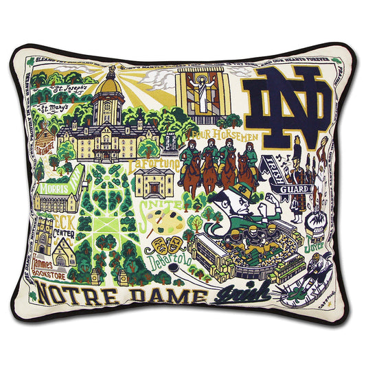 Notre Dame, University of Collegiate Embroidered Pillow by Cat Studio Quirks!