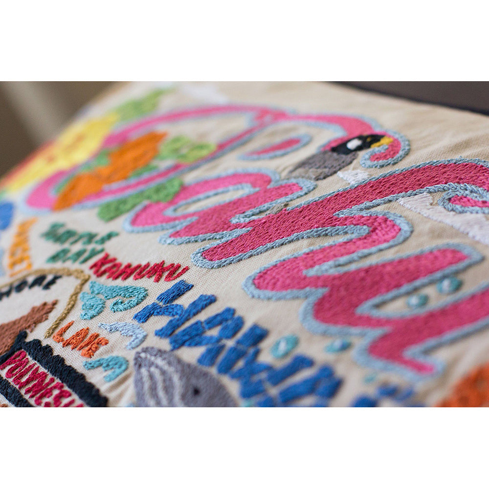 Oahu Hand-Embroidered Pillow Quirks!