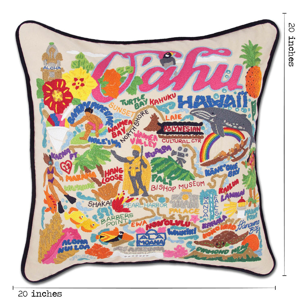 Oahu Hand-Embroidered Pillow Quirks!