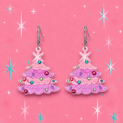 Oh Pinkmas Tree Earrings by Miss Fluff x Lipstick & Chrome