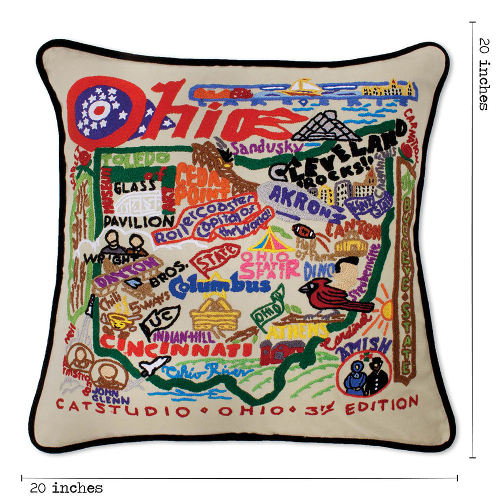 Ohio Hand-Embroidered Pillow Quirks!
