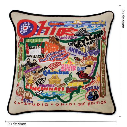 Ohio Hand-Embroidered Pillow Quirks!
