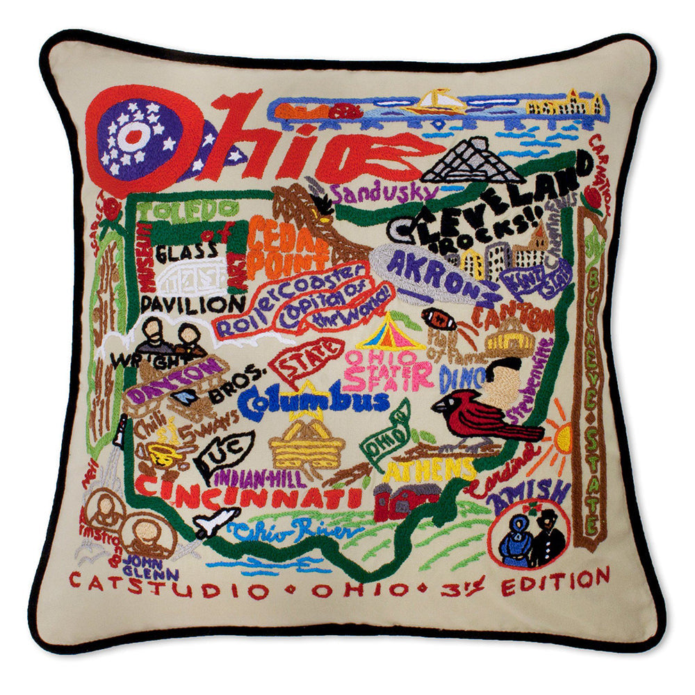 Ohio Hand-Embroidered Pillow Quirks!