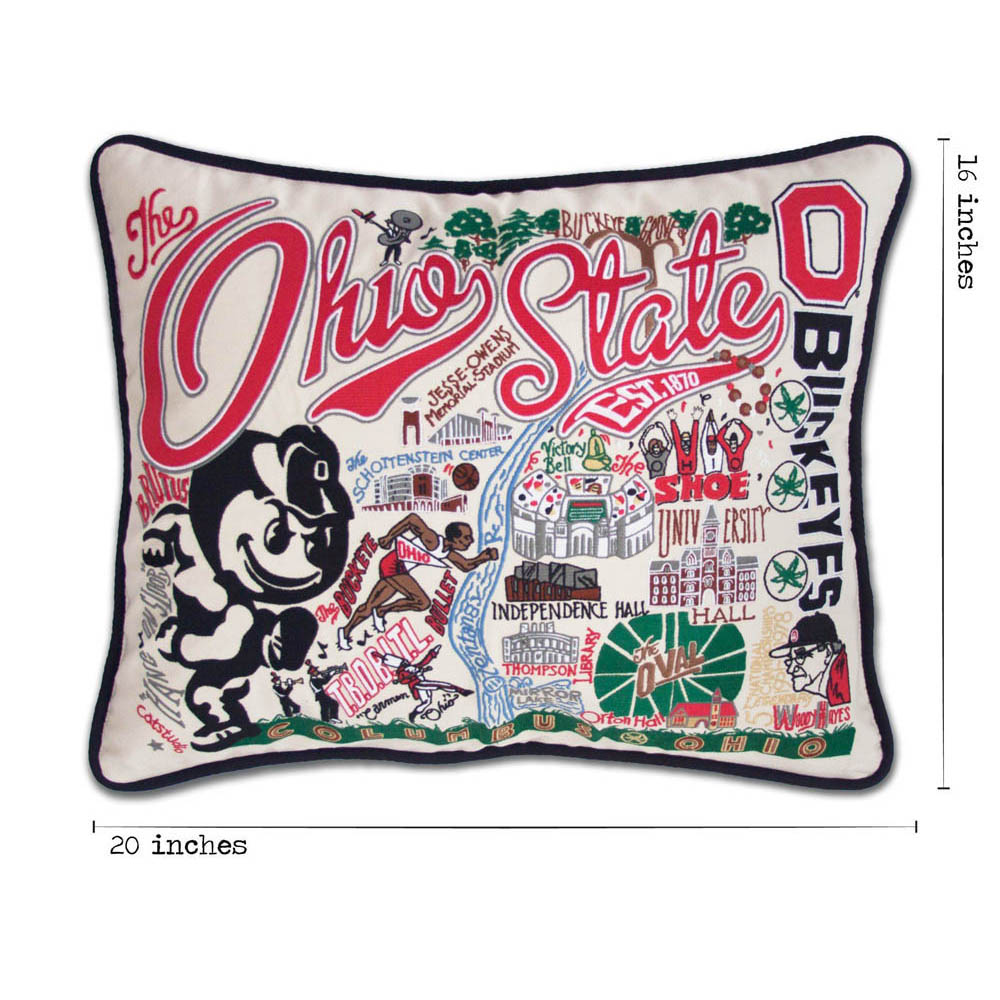 Ohio State University Collegiate Embroidered Pillow by CatStudio Quirks!