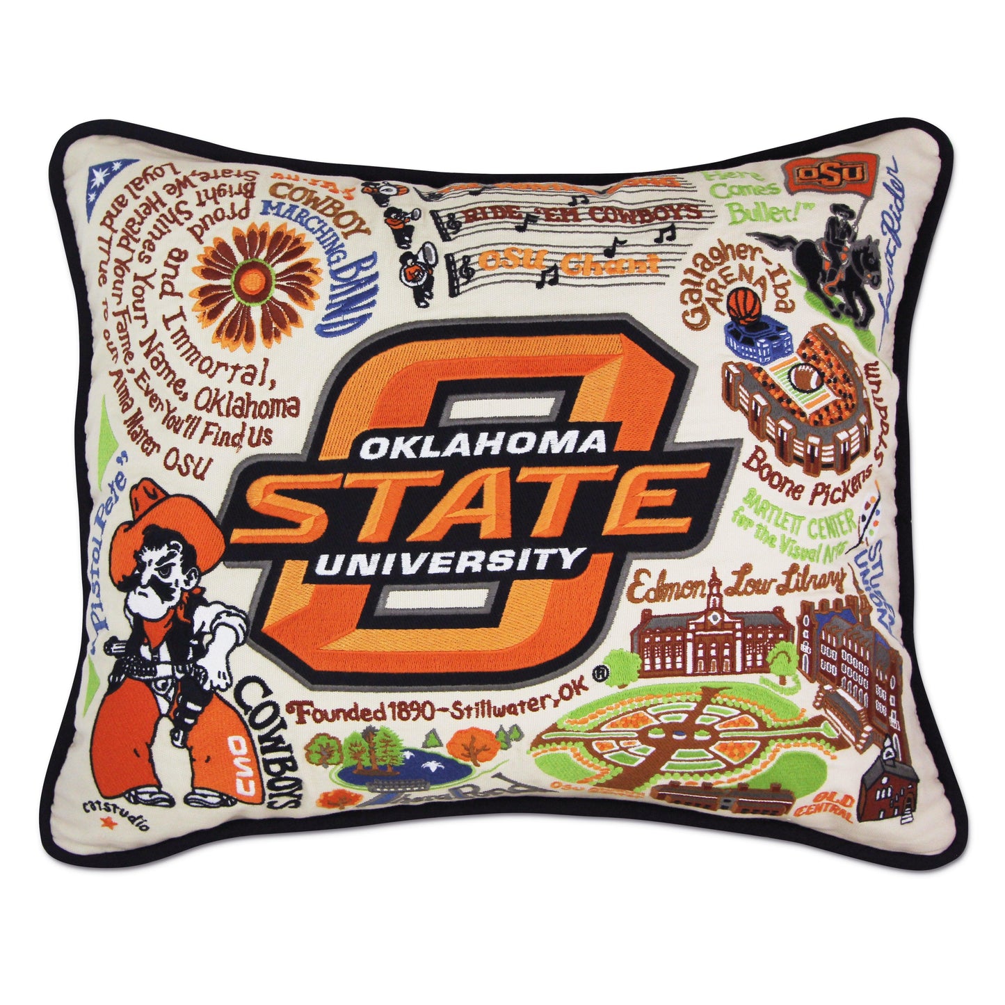 Oklahoma State University Collegiate Hand-Embroidered Pillow Quirks!