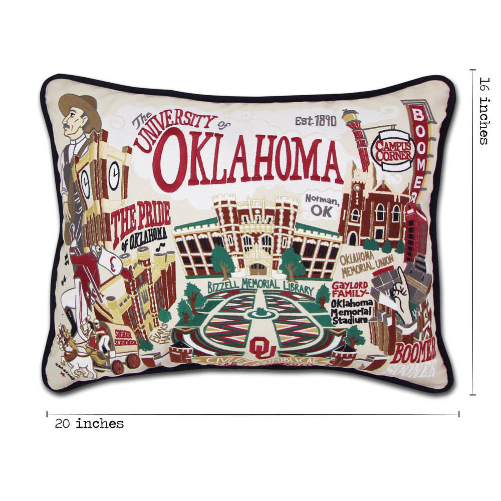 Oklahoma, University of Collegiate Embroidered Pillow by CatStudio Quirks!