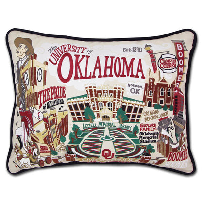 Oklahoma, University of Collegiate Embroidered Pillow by CatStudio Quirks!