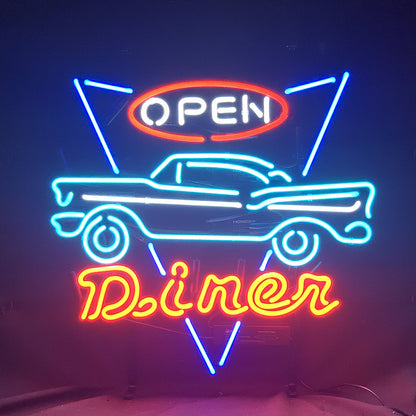 Open Diner Car Motel Neon Signs Light Neon Signs Land