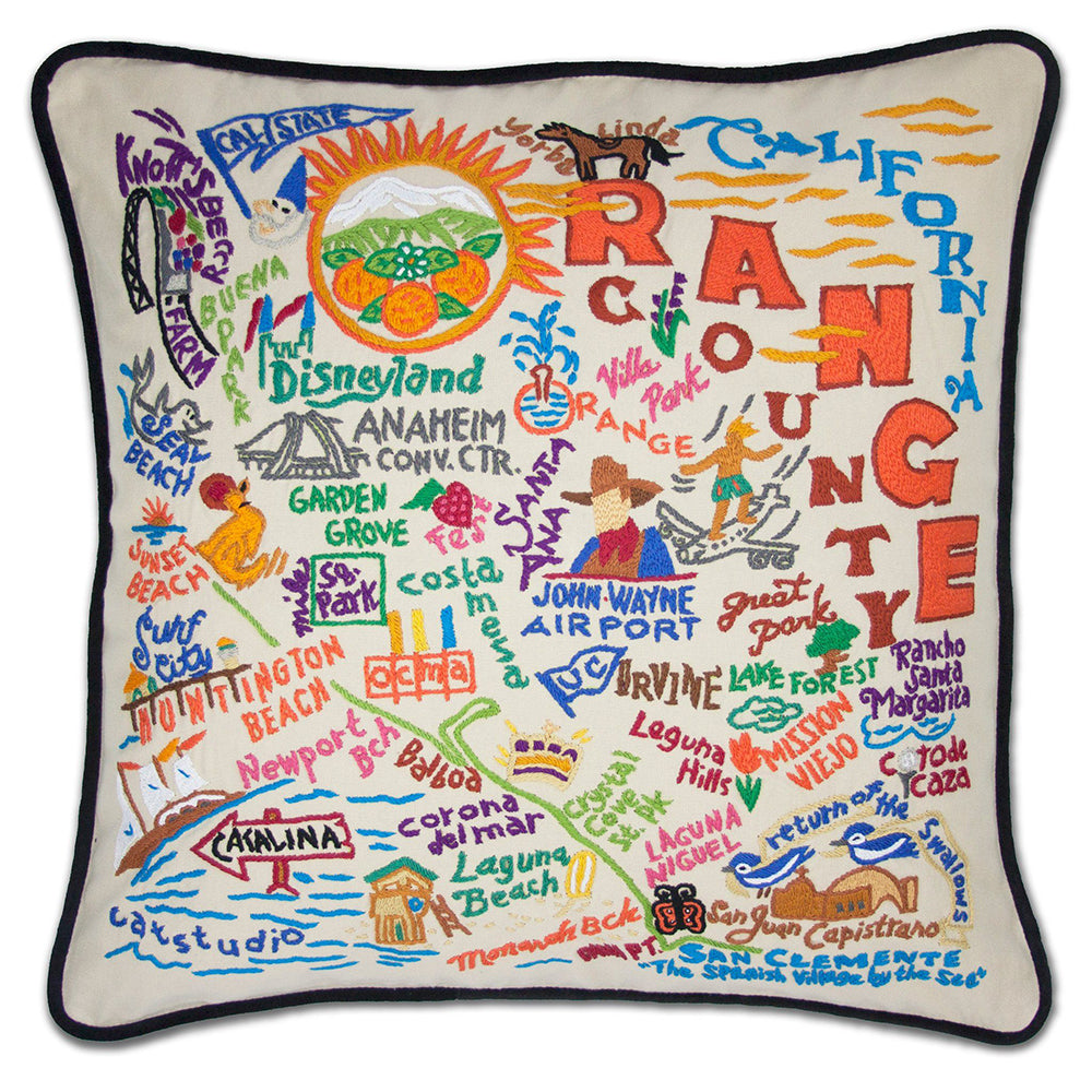 Orange County Hand-Embroidered Pillow Quirks!