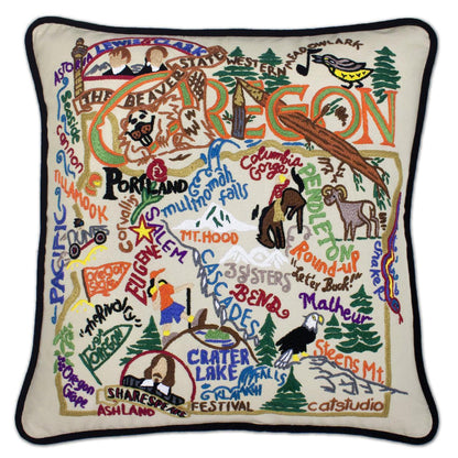 Oregon Hand-Embroidered Pillow Quirks!