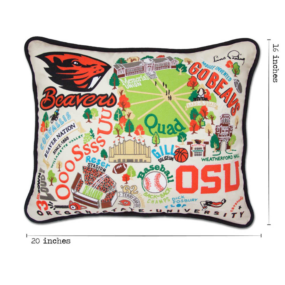 Oregon State University Collegiate Embroidered Pillow by CatStudio Quirks!