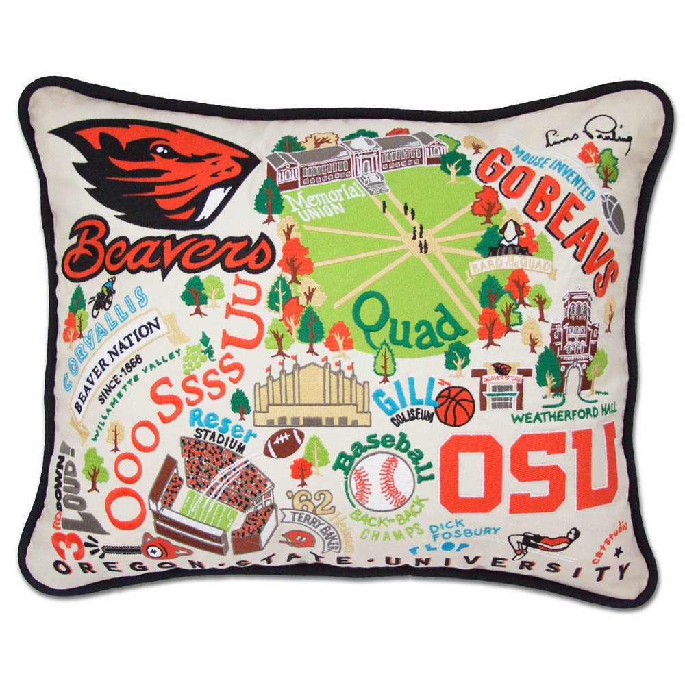 Oregon State University Collegiate Embroidered Pillow by CatStudio Quirks!