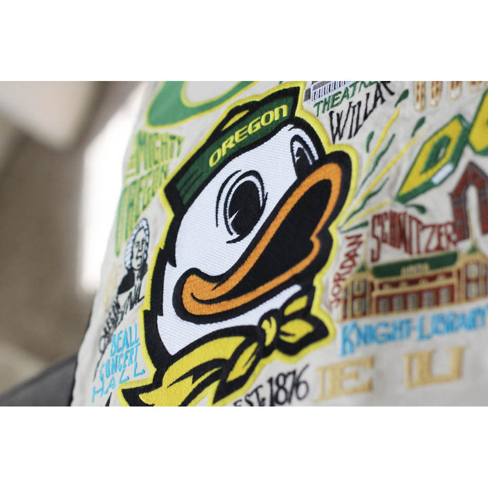 Oregon, University of Collegiate Embroidered Pillow by CatStudio Quirks!