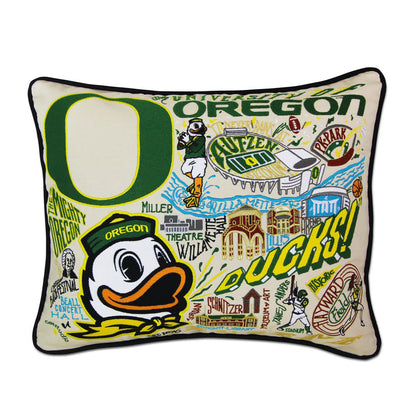 Oregon, University of Collegiate Embroidered Pillow by CatStudio Quirks!