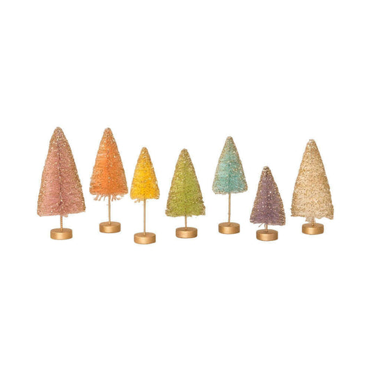 Pastel Rainbow Bottle Brush Tree Set of 7 by Bethany Lowe Designs