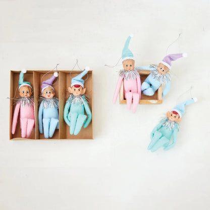 Pastel MCM KneeHugger Elf Ornaments, Set of 3 Vintage Reproduction Quirks!