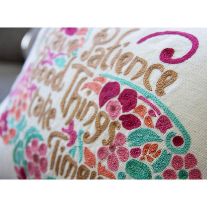 Patience Butterfly Love Letters Hand-Embroidered Pillow - Available in Pink or Blue by CatStudio Quirks!