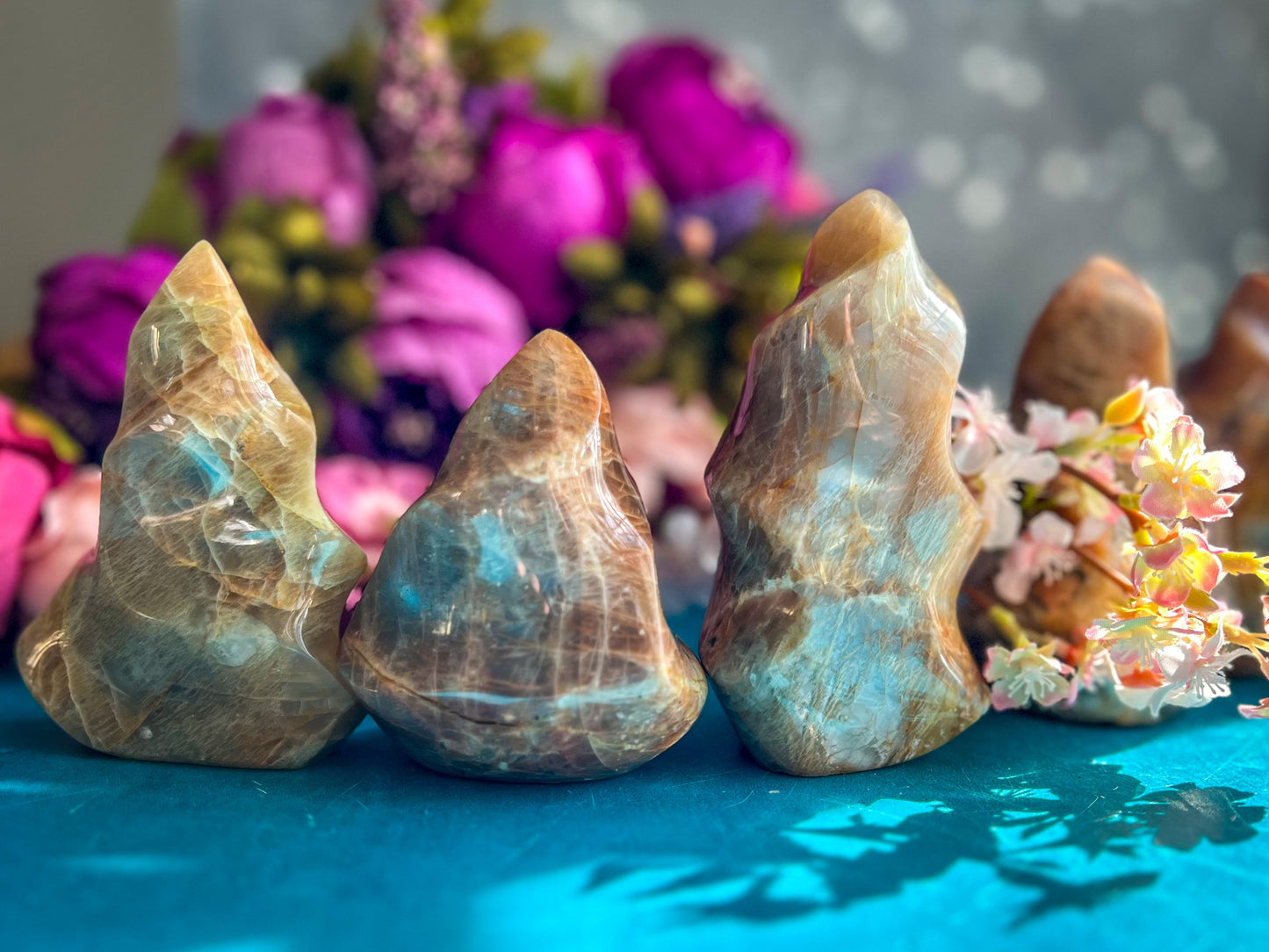 Peach Moonstone Crystal Flames