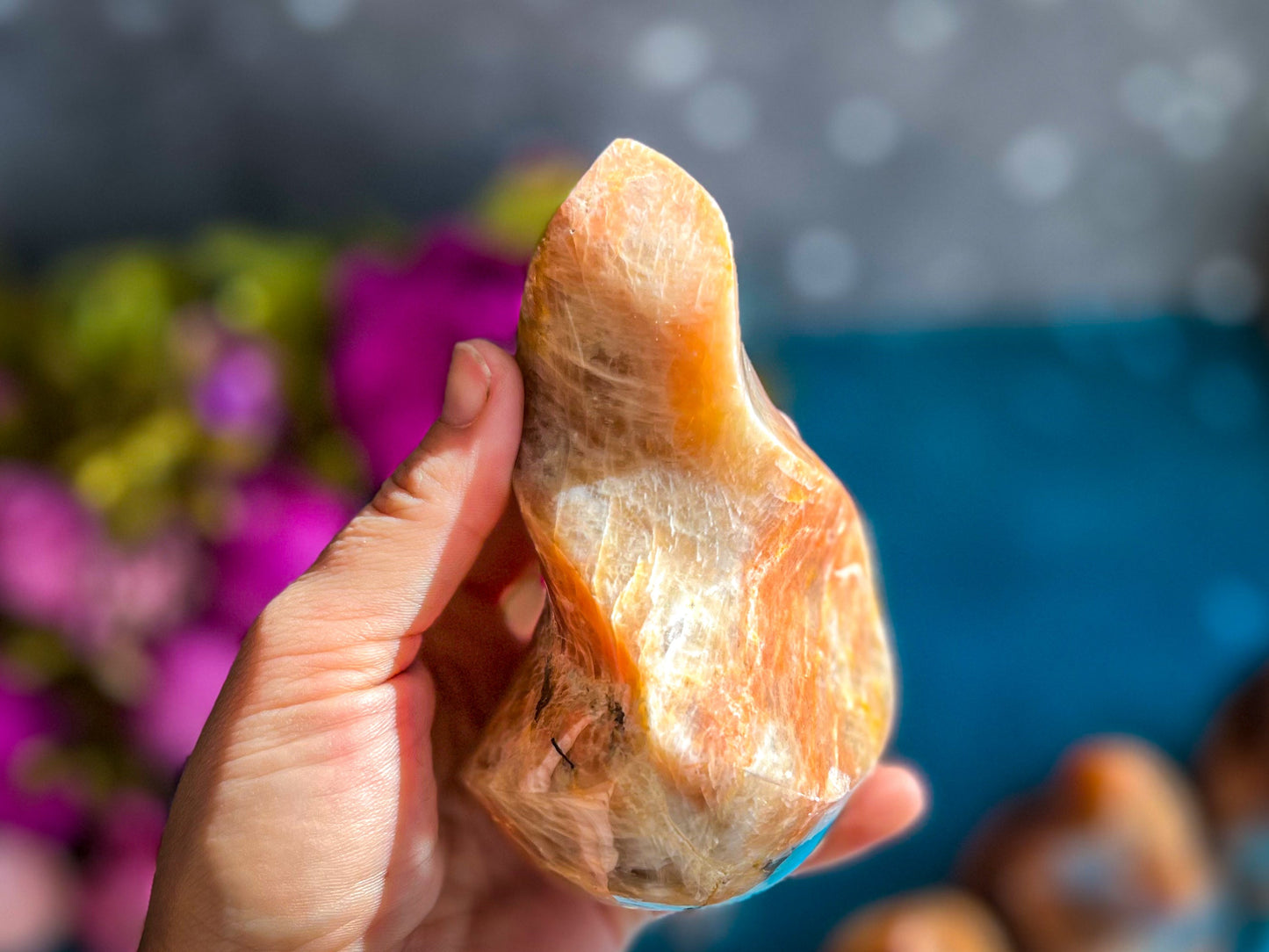 Peach Moonstone Crystal Flames