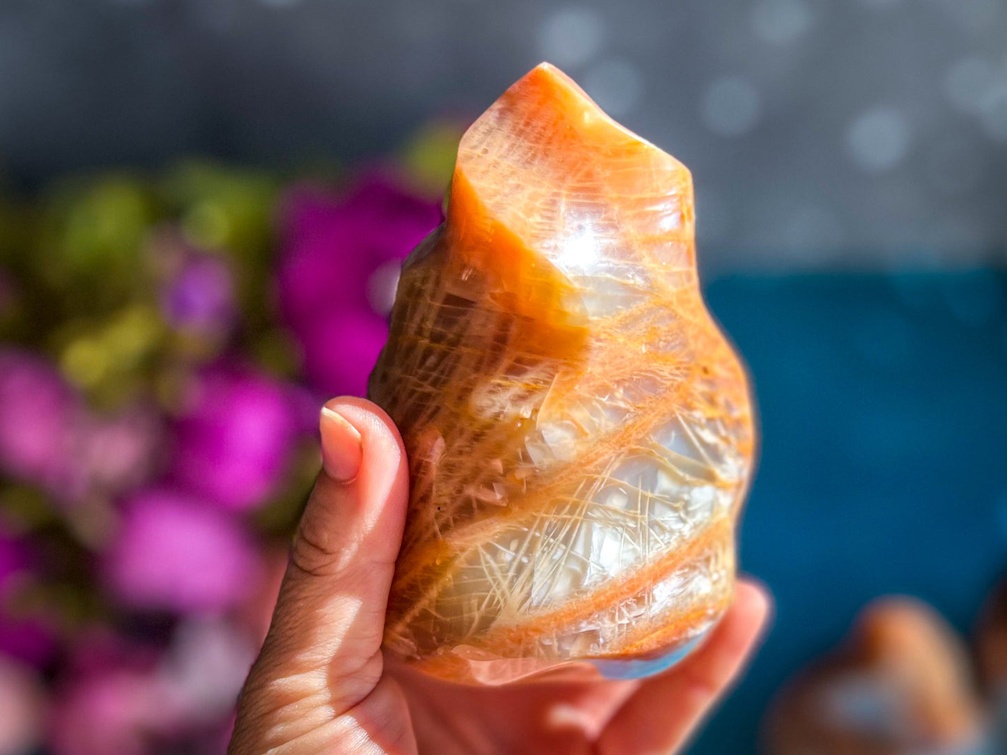 Peach Moonstone Crystal Flames