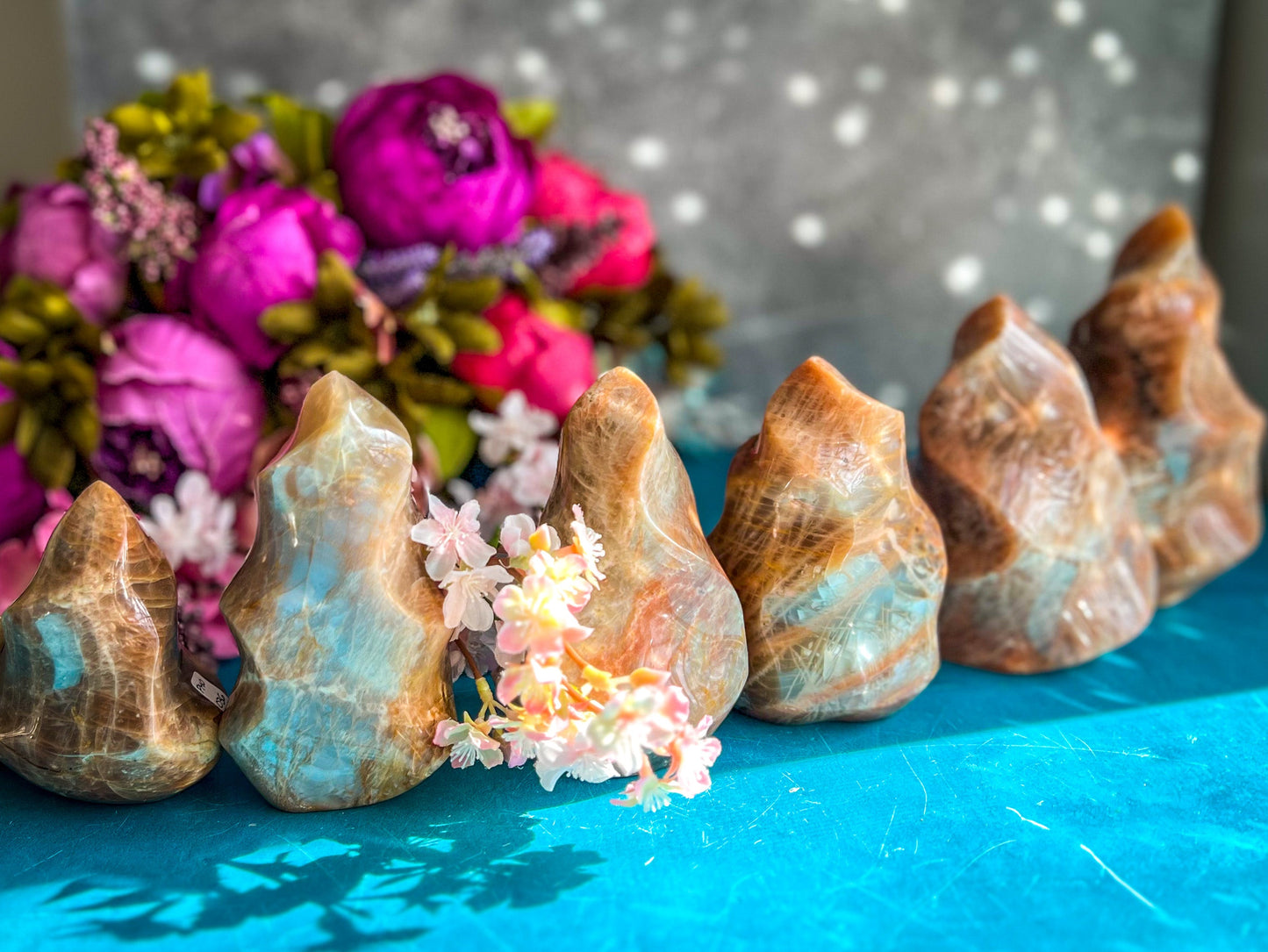 Peach Moonstone Crystal Flames