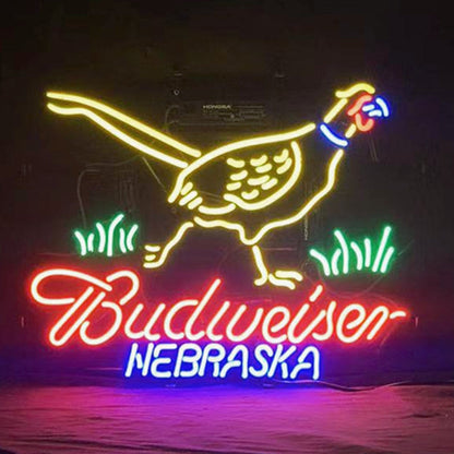 Yellow Pheasant Hunter Budweiser Nebraska Neon Sign Light Neon Signs Land